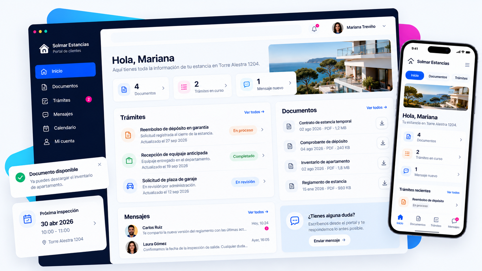 Ejemplo ilustrado de portales para clientes