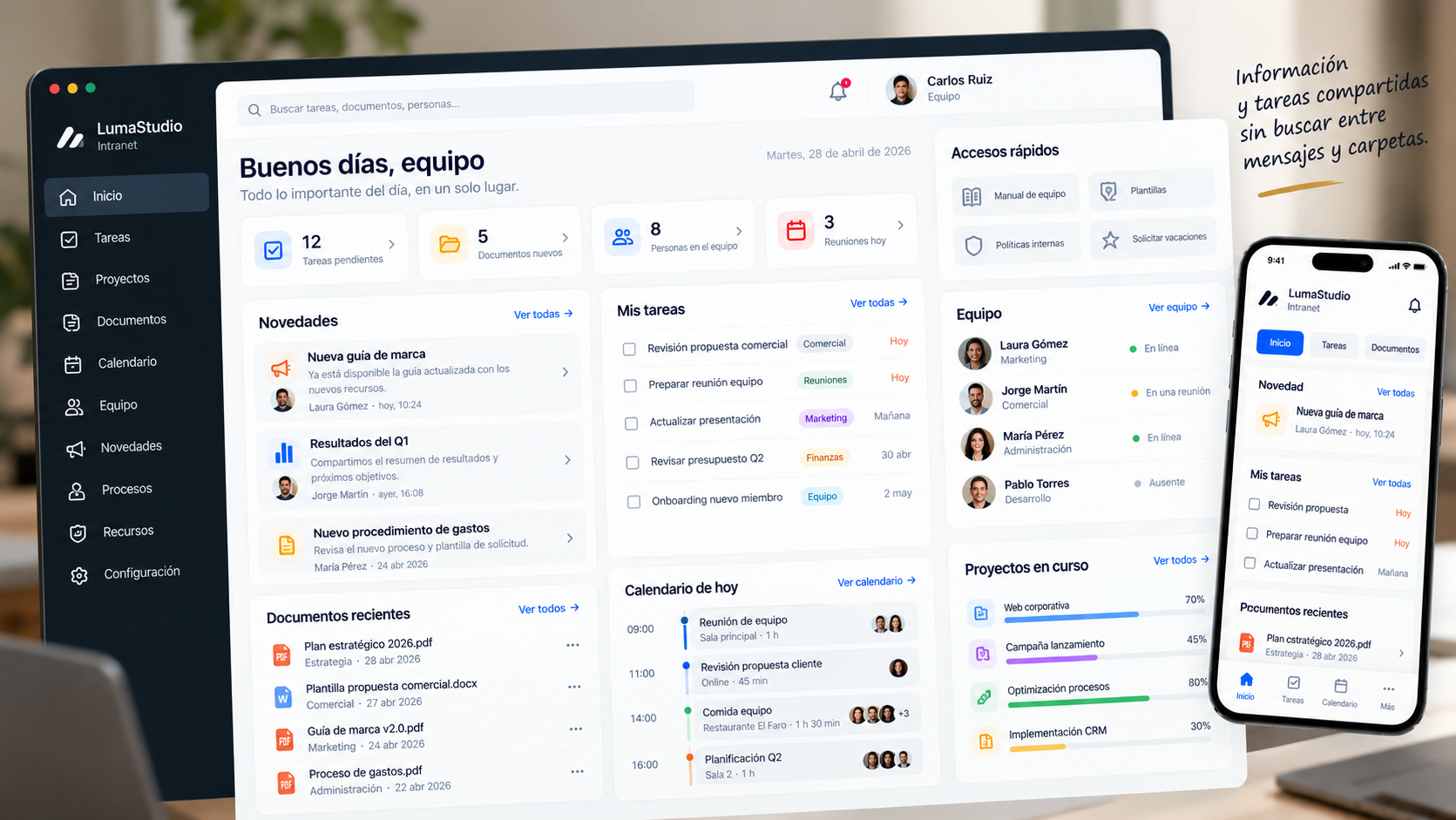 Ejemplo ilustrado de organización interna