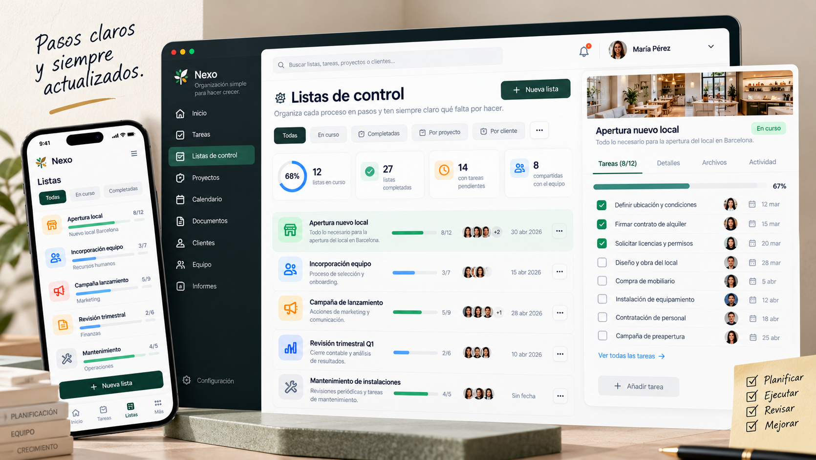 Ejemplo ilustrado de listas de control